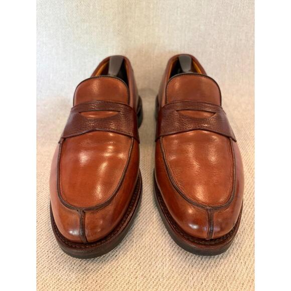 Allen Edmonds BRETON Penny Loafers 8 D Chili Brown Split Toe Leather Shoes USA - Picture 3 of 8